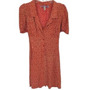 Urban Outfitters Floral Mini Dress Retro Casual Party Short Sleeve Red Medium